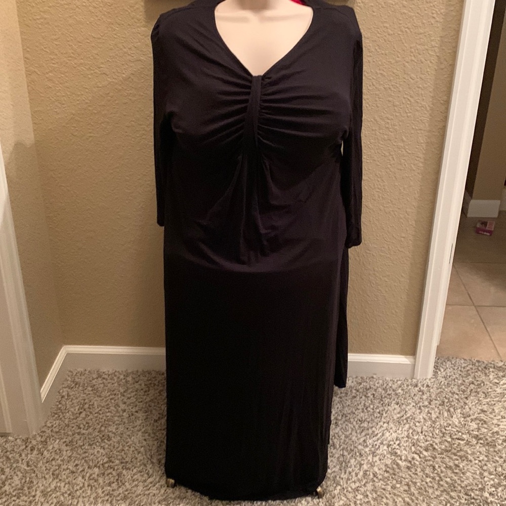 Classic Black Ruched Front Women’s Dress